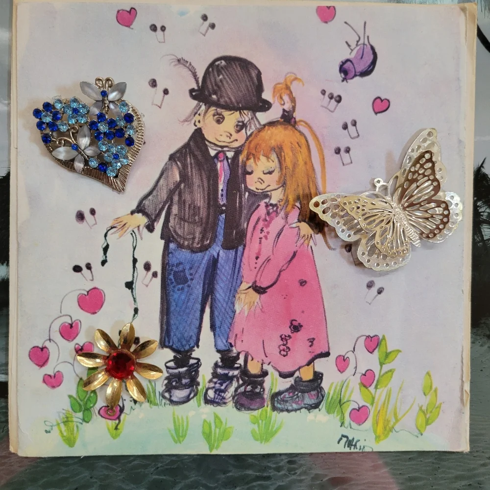 Vintage Made in France Birthday Card ~ 1960s ~ Frame-worthy! ~ Cute Couple